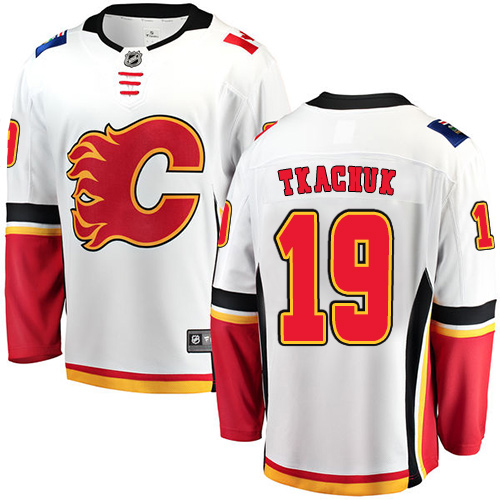 Herren Calgary Flames Eishockey Trikot Matthew Tkachuk #19 Breakaway Weiß Fanatics Branded Auswärts